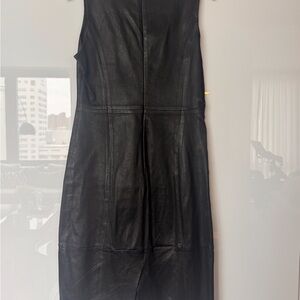Vince Black Leather Midi Dress